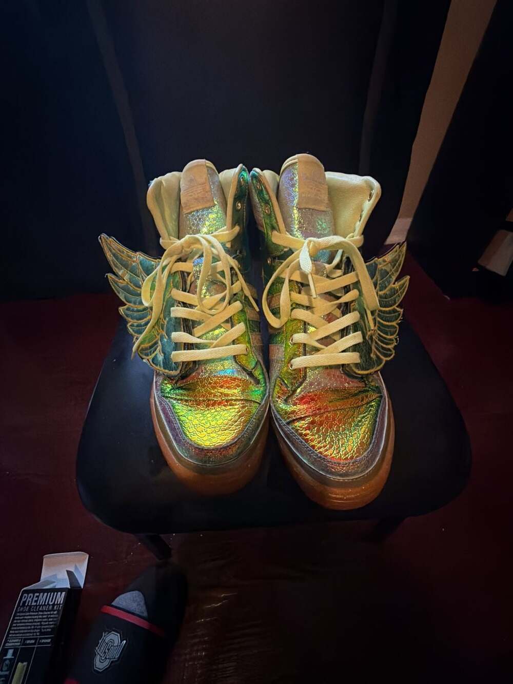 Adidas Jeremy Scott Foil Wing High Top Sneakers Iridescent Gold